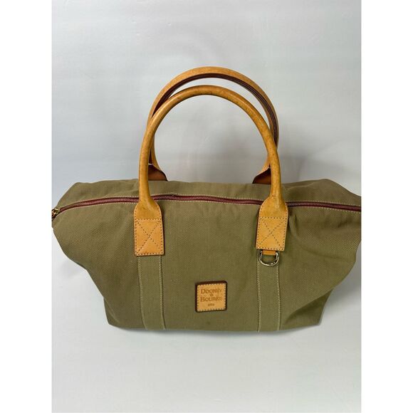 Dooney & Bourke 1975 Duffle Vintage Canvas Tote Leather Green - Picture 1 of 16